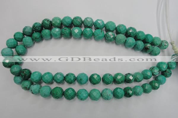 CWB404 15.5 inches 12mm faceted round howlite turquoise beads