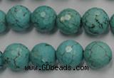 CWB424 15.5 inches 12mm faceted round howlite turquoise beads