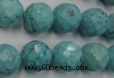 CWB425 15.5 inches 14mm faceted round howlite turquoise beads