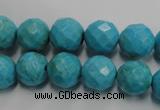 CWB434 15.5 inches 12mm faceted round howlite turquoise beads