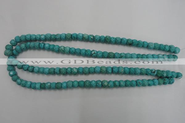 CWB444 15.5 inches 6*8mm faceted rondelle howlite turquoise beads