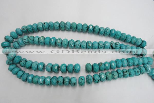 CWB448 15.5 inches 8*12mm faceted rondelle howlite turquoise beads