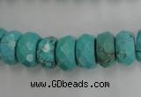 CWB451 15.5 inches 7*14mm faceted rondelle howlite turquoise beads