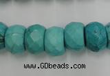 CWB454 15.5 inches 10*14mm faceted rondelle howlite turquoise beads