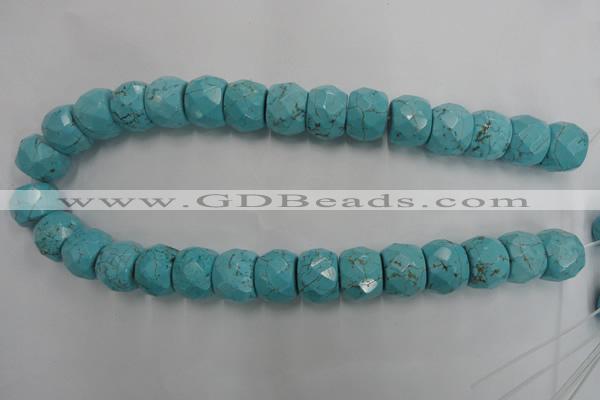 CWB461 15.5 inches 14*20mm faceted rondelle howlite turquoise beads