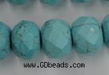 CWB462 15.5 inches 14*20mm faceted rondelle howlite turquoise beads