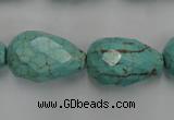 CWB475 15.5 inches 15*22mm faceted teardrop howlite turquoise beads