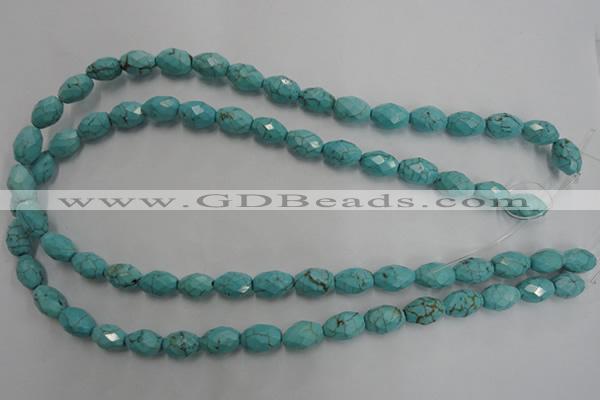 CWB481 15.5 inches 8*12mm faceted rice howlite turquoise beads