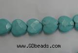 CWB491 15.5 inches 10*10mm faceted heart howlite turquoise beads