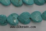 CWB493 15.5 inches 15*15mm faceted heart howlite turquoise beads