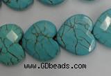 CWB495 15.5 inches 18*18mm faceted heart howlite turquoise beads