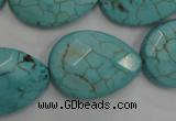 CWB506 15.5 inches 18*25mm faceted flat teardrop howlite turquoise beads