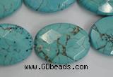 CWB516 15.5 inches 18*25mm faceted oval howlite turquoise beads