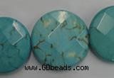 CWB528 15.5 inches 25mm faceted oval howlite turquoise beads