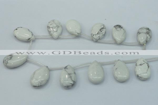 CWB54 20*30mm top-drilled teardrop natural white howlite gemstone beads