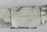 CWB63 15.5 inches 25*35mm carved rectangle natural white howlite beads