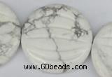 CWB64 15.5 inches 40mm carved coin natural white howlite beads wholesale