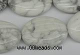 CWB69 15.5 inches 25*35mm carved oval natural white howlite beads