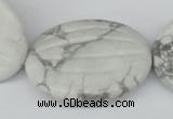 CWB70 15.5 inches 30*40mm carved oval natural white howlite beads