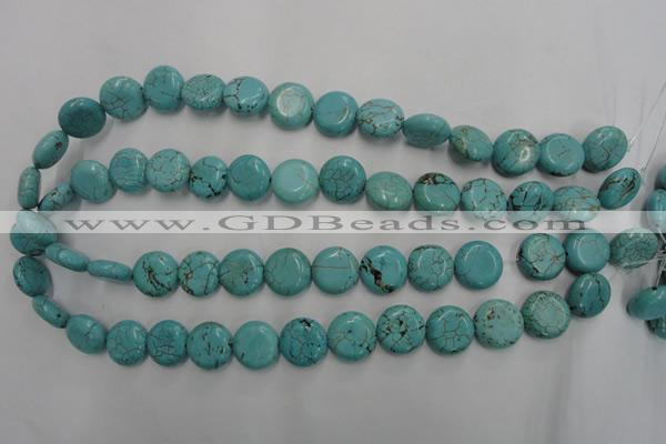 CWB704 15.5 inches 14mm flat round howlite turquoise beads