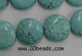 CWB706 15.5 inches 18mm flat round howlite turquoise beads