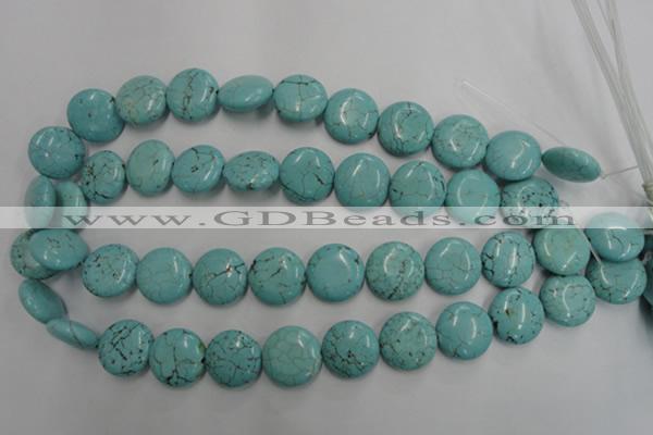 CWB706 15.5 inches 18mm flat round howlite turquoise beads