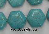 CWB712 15.5 inches 18*20mm hexagon howlite turquoise beads