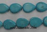 CWB722 15.5 inches 10*14mm flat teardrop howlite turquoise beads