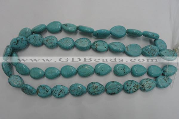 CWB724 15.5 inches 13*18mm flat teardrop howlite turquoise beads