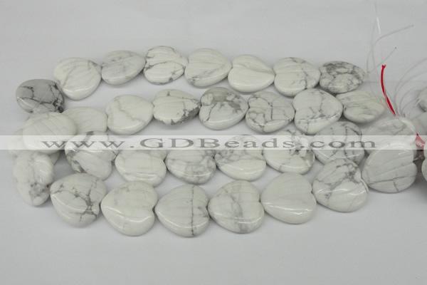 CWB74 15.5 inches 26*26mm carved heart natural white howlite beads