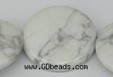 CWB78 15.5 inches 40mm flat round natural white howlite beads