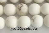 CWB812 15.5 inches 6mm round matte white howlite turquoise beads