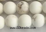 CWB813 15.5 inches 8mm round matte white howlite turquoise beads