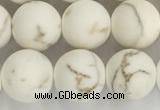 CWB814 15.5 inches 10mm round matte white howlite turquoise beads