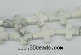 CWB88 15.5 inches 12*15mm cross natural white howlite beads