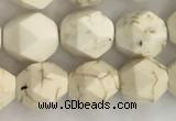 CWB885 15.5 inches 6mm faceted nuggets white howlite turquoise beads