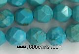 CWB889 15.5 inches 6mm faceted nuggets howlite turquoise beads