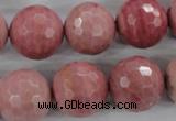 CWF07 15.5 inches 18mm faceted round pink wooden fossil jasper beads