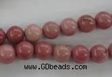 CWF12 15.5 inches 8mm round pink wooden fossil jasper beads wholesale