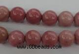 CWF15 15.5 inches 12mm round pink wooden fossil jasper beads wholesale