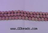 CWF20 15.5 inches 4mm round matte pink wooden fossil jasper beads