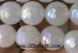 CWH61 15.5 inches 8mm faceted round AB-color white jade beads