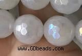 CWH62 15.5 inches 10mm faceted round AB-color white jade beads