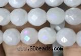 CWH65 15.5 inches 6mm faceted round AB-color white jade beads