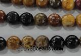 CWJ303 15.5 inches 9mm faceted round wood jasper gemstone beads