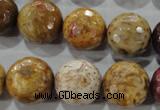 CWJ309 15.5 inches 16mm faceted round wood jasper gemstone beads