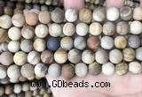 CWJ442 15.5 inches 8mm round matte wood jasper beads wholesale