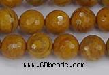 CWJ470 15.5 inches 8mm faceted round yellow petrified wood jasper beads