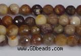 CWJ475 15.5 inches 4mm faceted round wood jasper gemstone beads