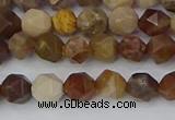 CWJ483 15.5 inches 6mm faceted nuggets wood jasper beads